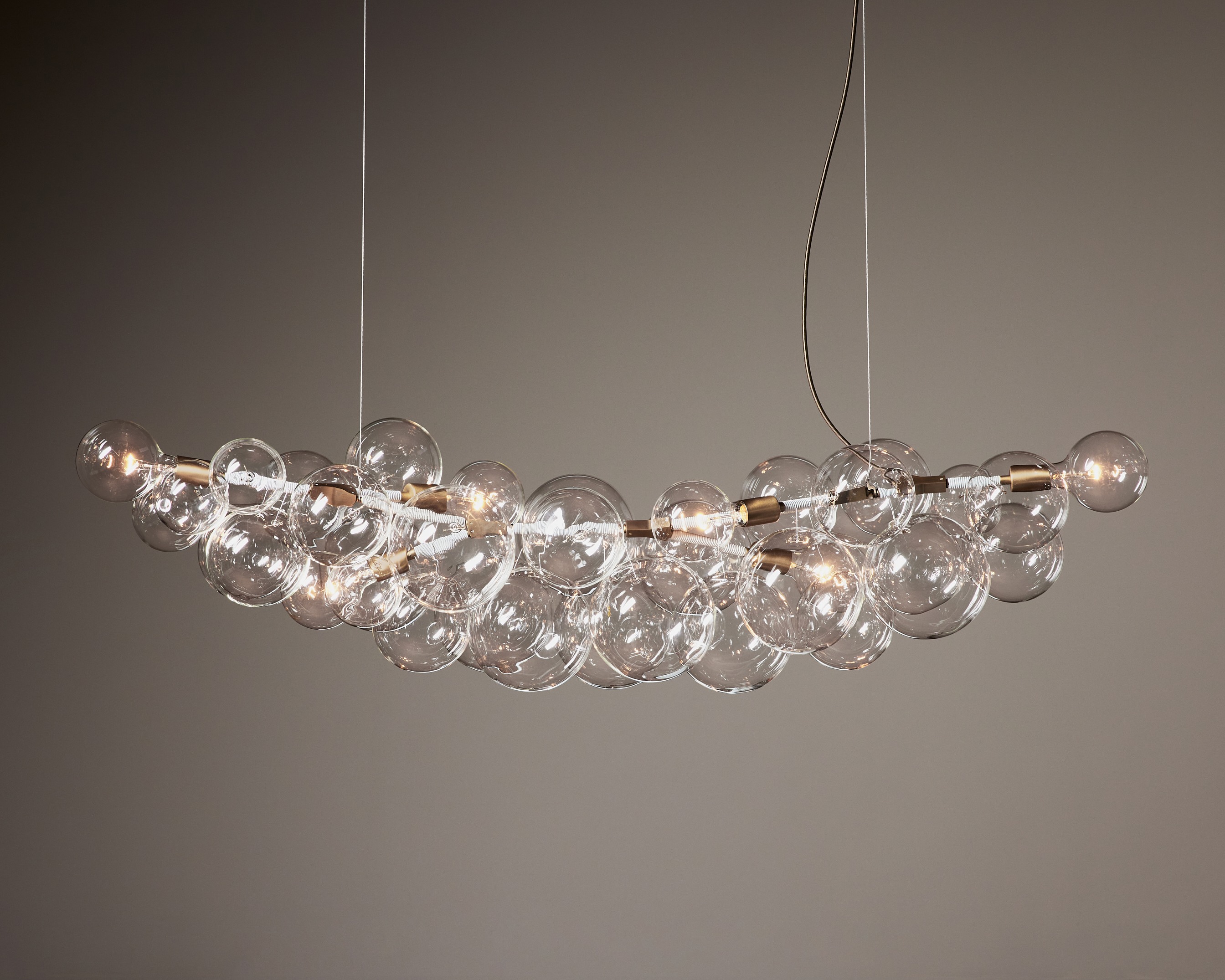 Bubbles Chandelier (Clear) Natural Brass