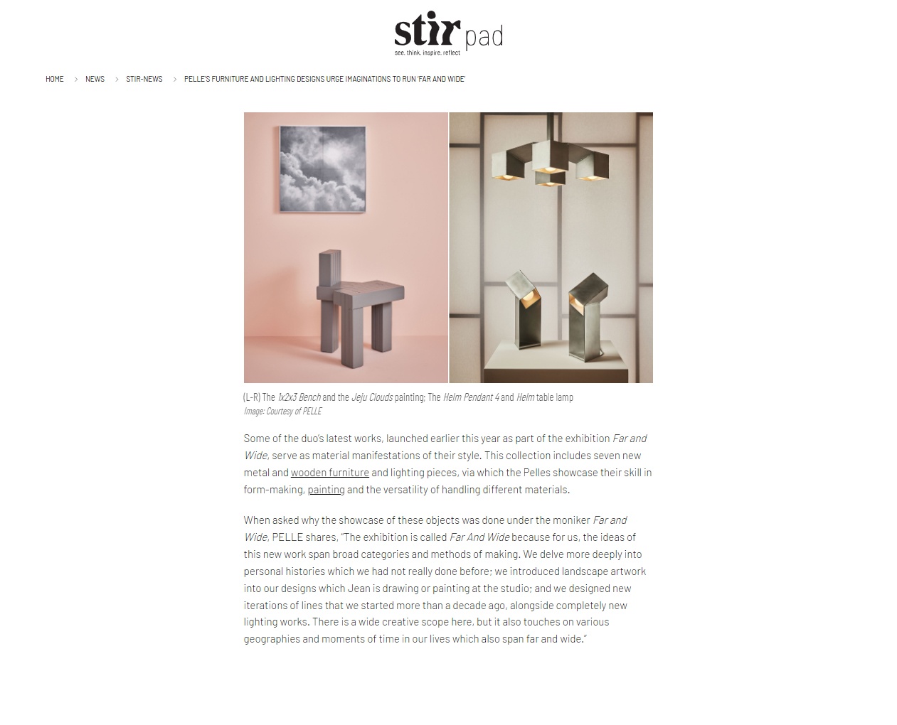 Screenshot of exhibition writeup from Stirpad website