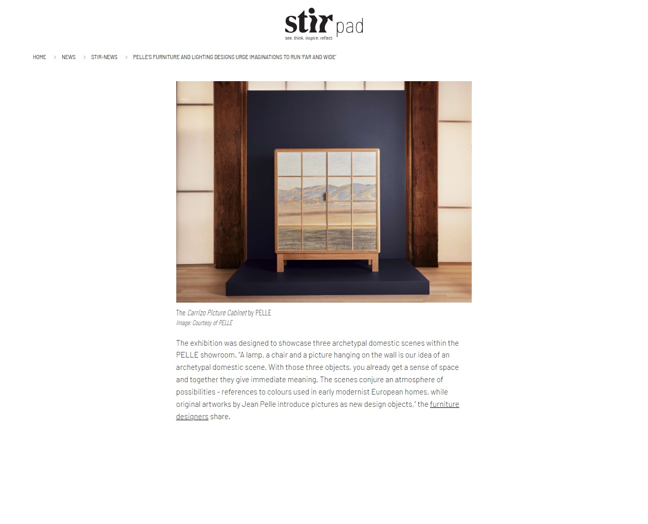 Screenshot of exhibition writeup from Stirpad website
