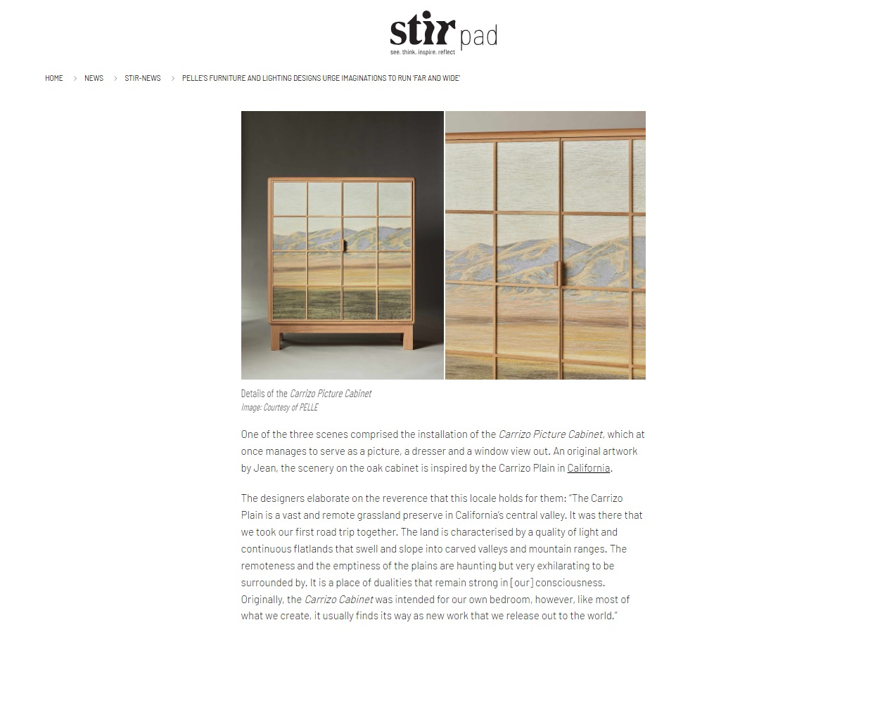 Screenshot of exhibition writeup from Stirpad website