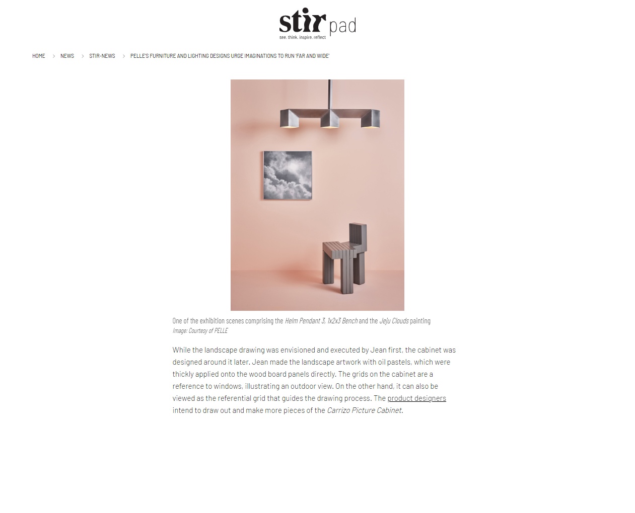 Screenshot of exhibition writeup from Stirpad website