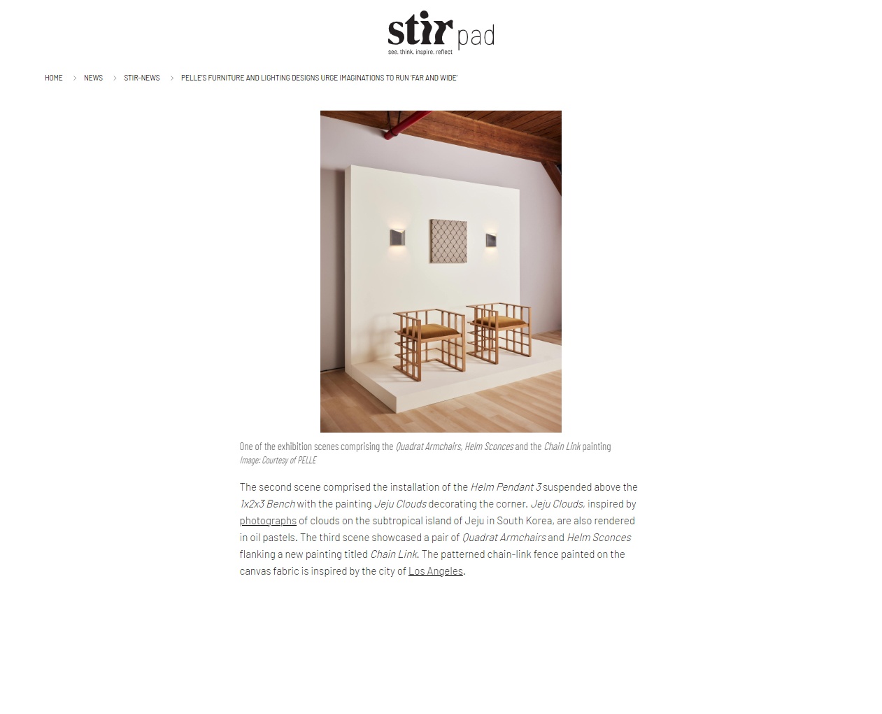 Screenshot of exhibition writeup from Stirpad website