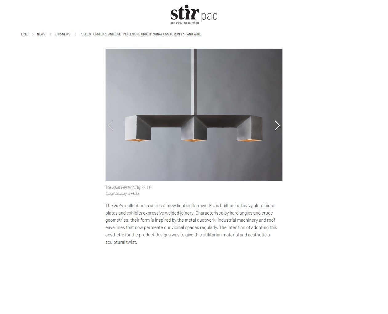 Screenshot of exhibition writeup from Stirpad website