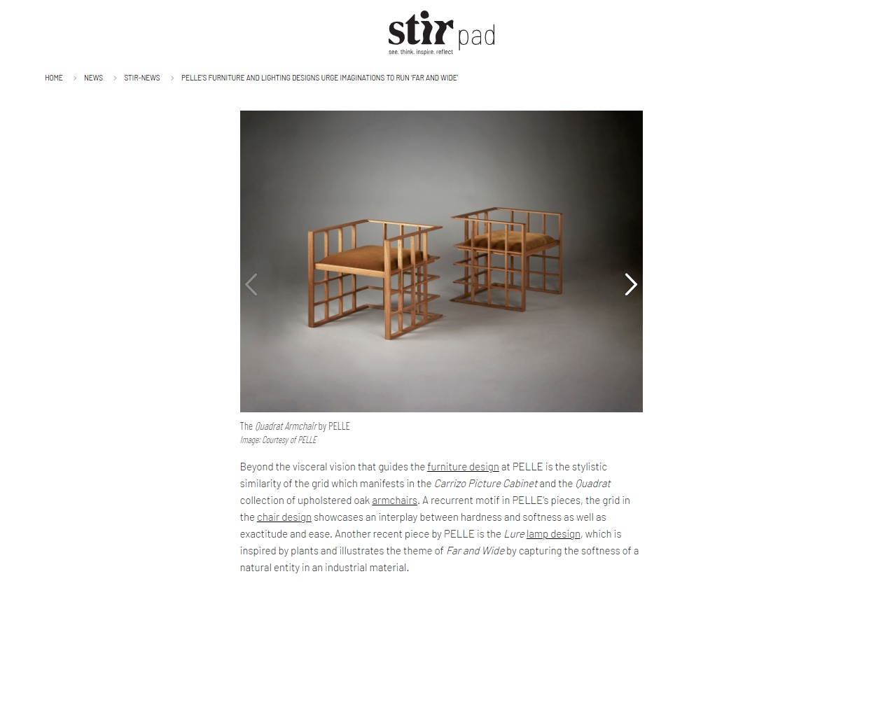 Screenshot of exhibition writeup from Stirpad website