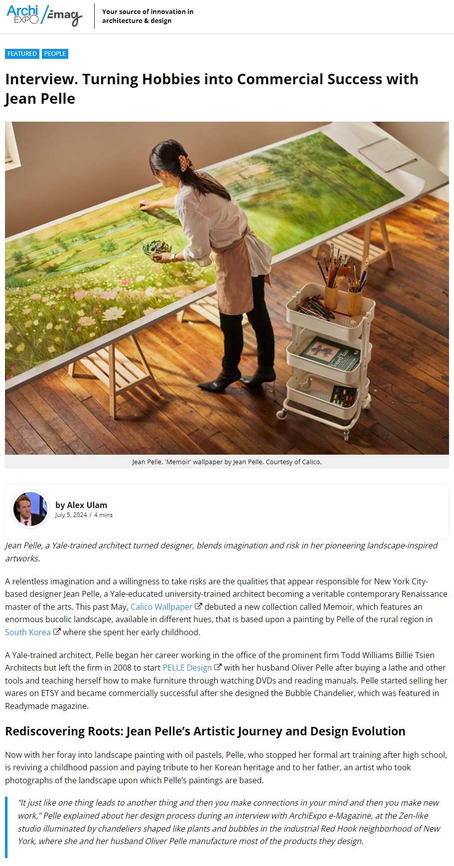 Screenshot of Jean Pelle interview from ArchiExpo website