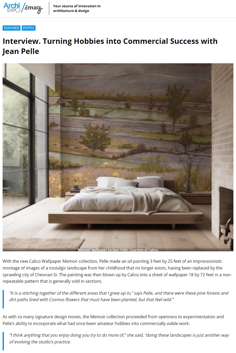 Screenshot of Jean Pelle interview from ArchiExpo website