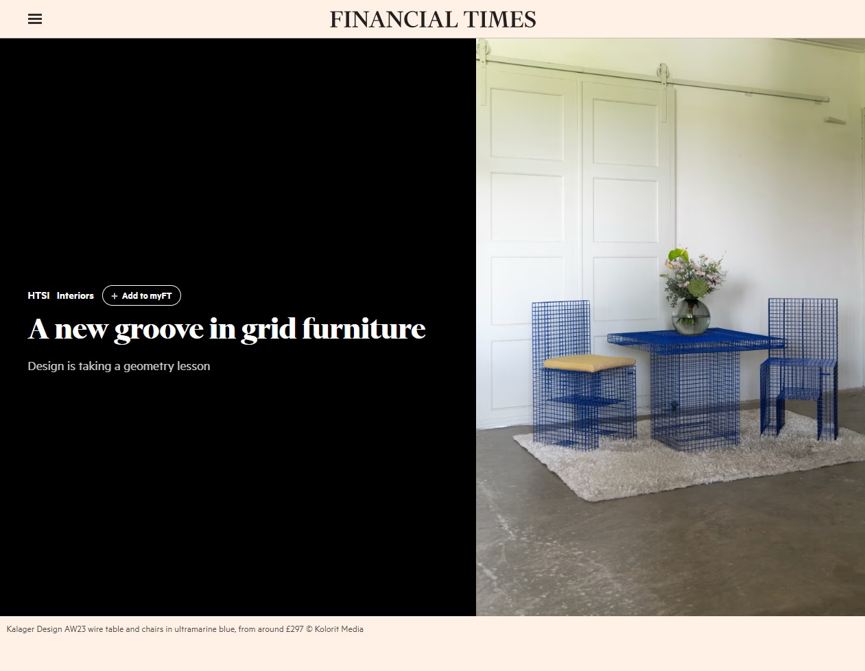 Screenshot of article from Financial Times website