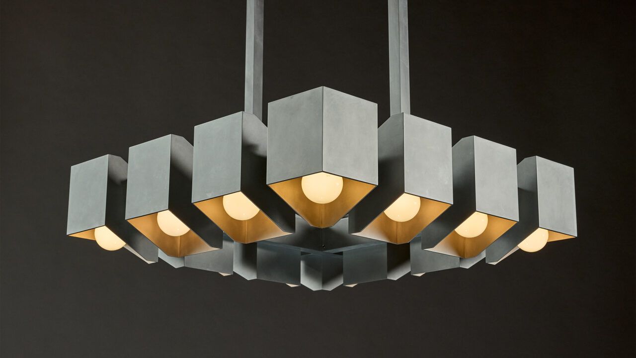 12 light brutalist chandelier