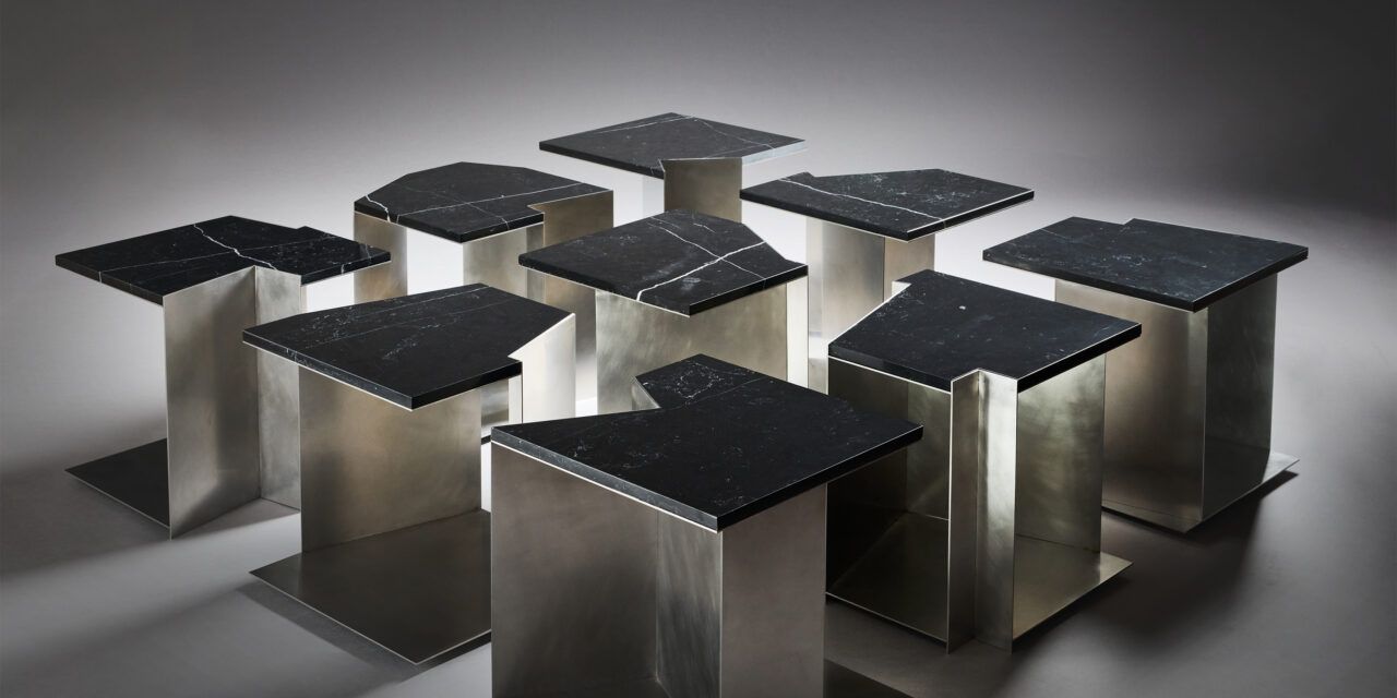 Black marble top side table